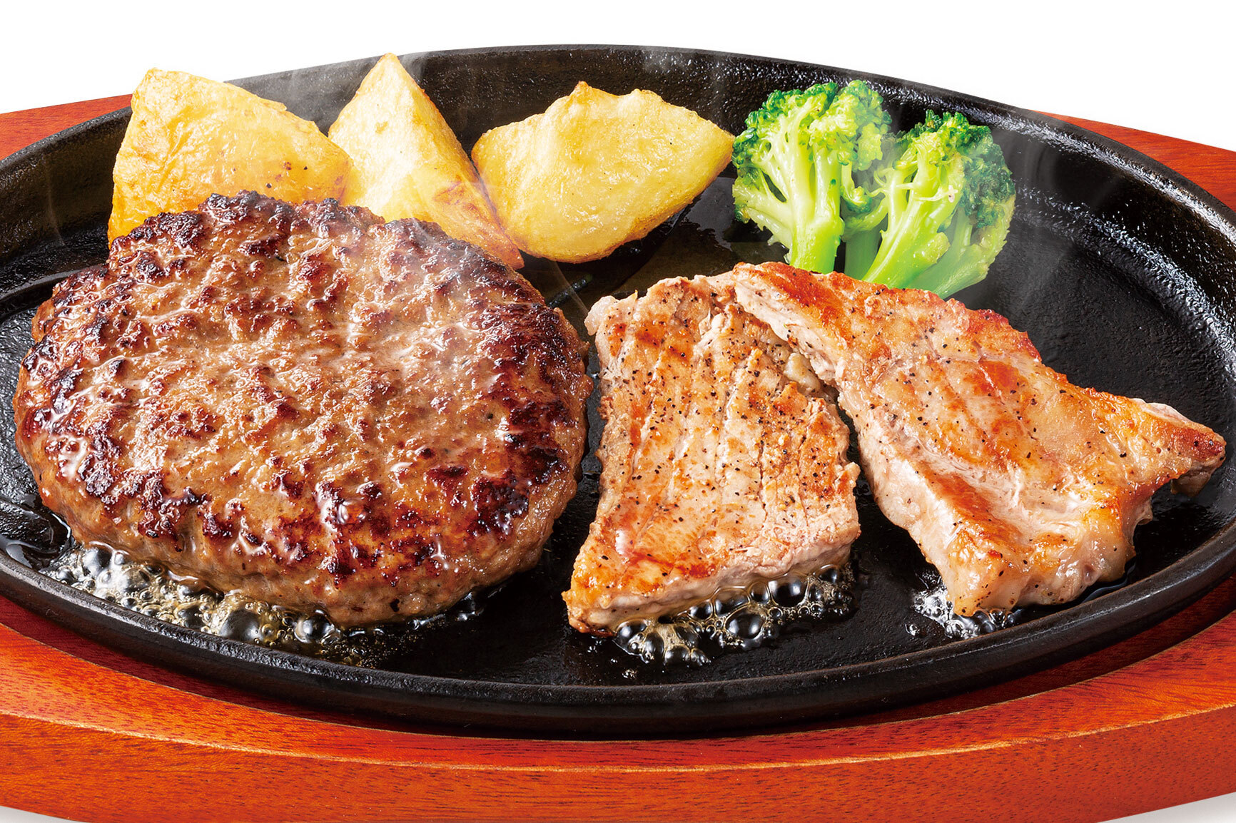 ハンバーグ&ポークグリルランチ